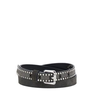 Tela Women Grey Belt With Stud Embellishments And Square Buckle In Suede Woman